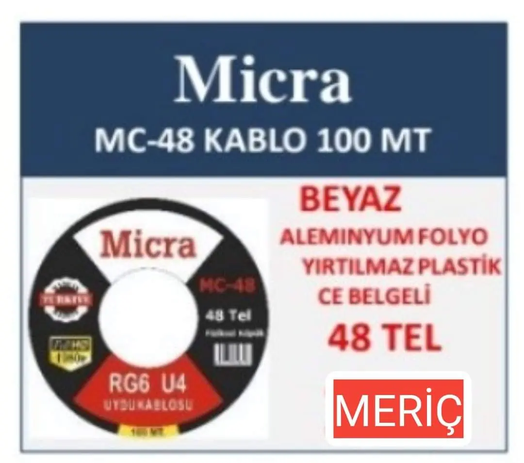 MİCRA 48 TEL ANTEN KABLOSU  1 MT RG 6